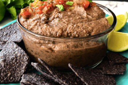 black bean dip with chips