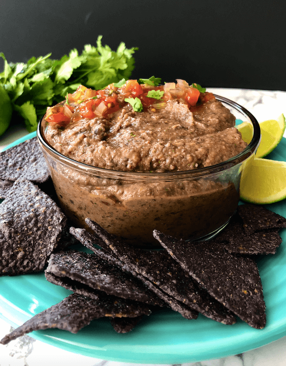 black bean dip with chips