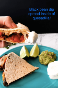 Quesadilla spread with the dip