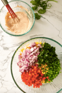 ingredients in bowls