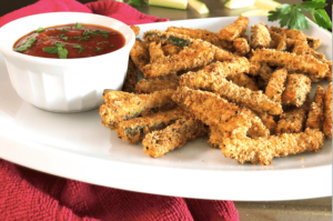 side profile of baked zucchini fries
