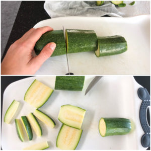 slicing zucchini