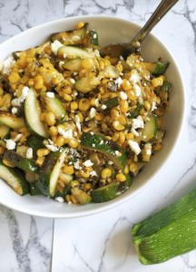 Grilled Zucchini-corn salad in bowl