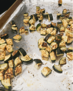 roasted zucchini on pan