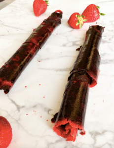 Fruit leather rolled up