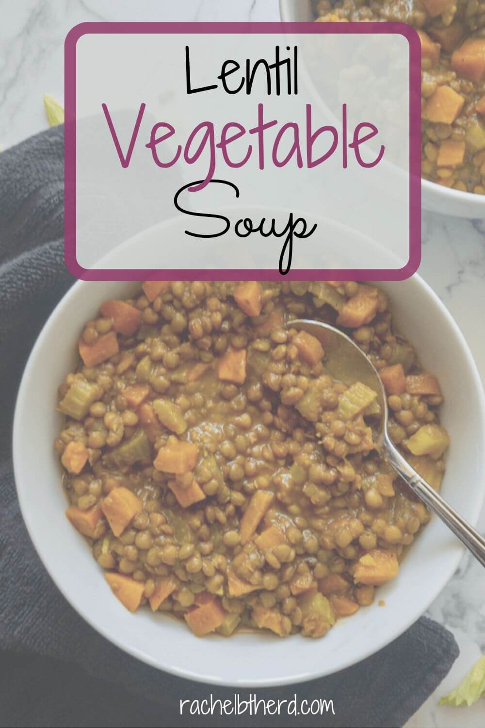 Lentil Vegetable Soup- Rachel B the RD: Packed full of vegetables, this lentil vegetable soup is full of protein, fiber, and nutrients to make a beautiful healthy meal.