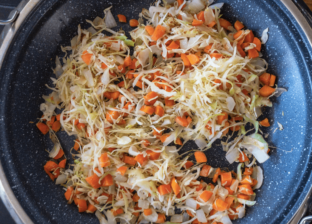 Sautéed cabbage, carrots and onions