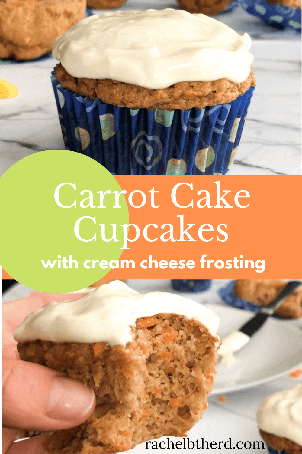 Healthier Carrot cake cupcakes with cream cheese frosting