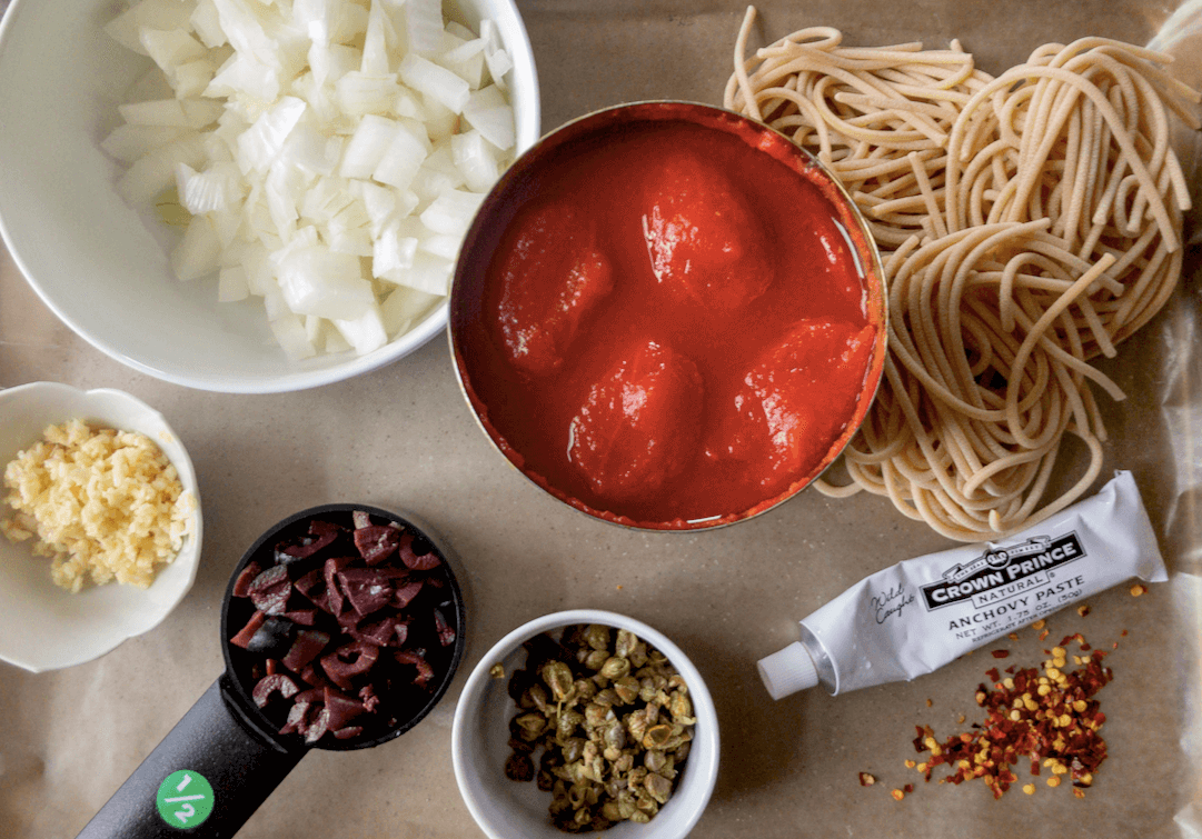 Ingredients for Pasta Puttanesca