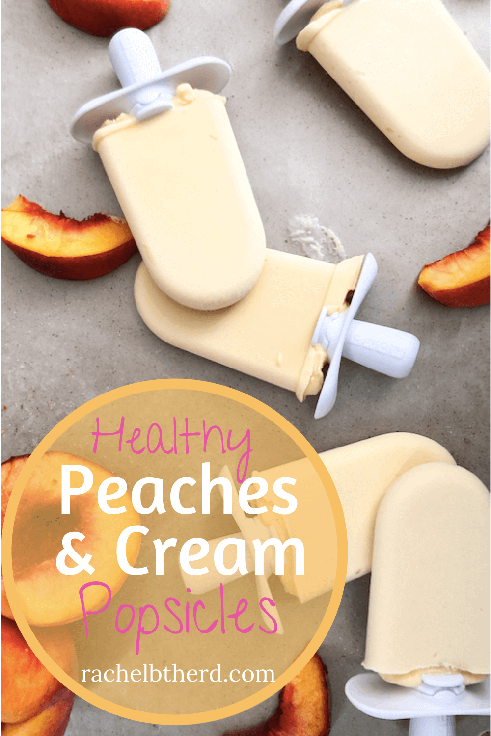 Homemade peaches and cream popsicles made with fresh peaches