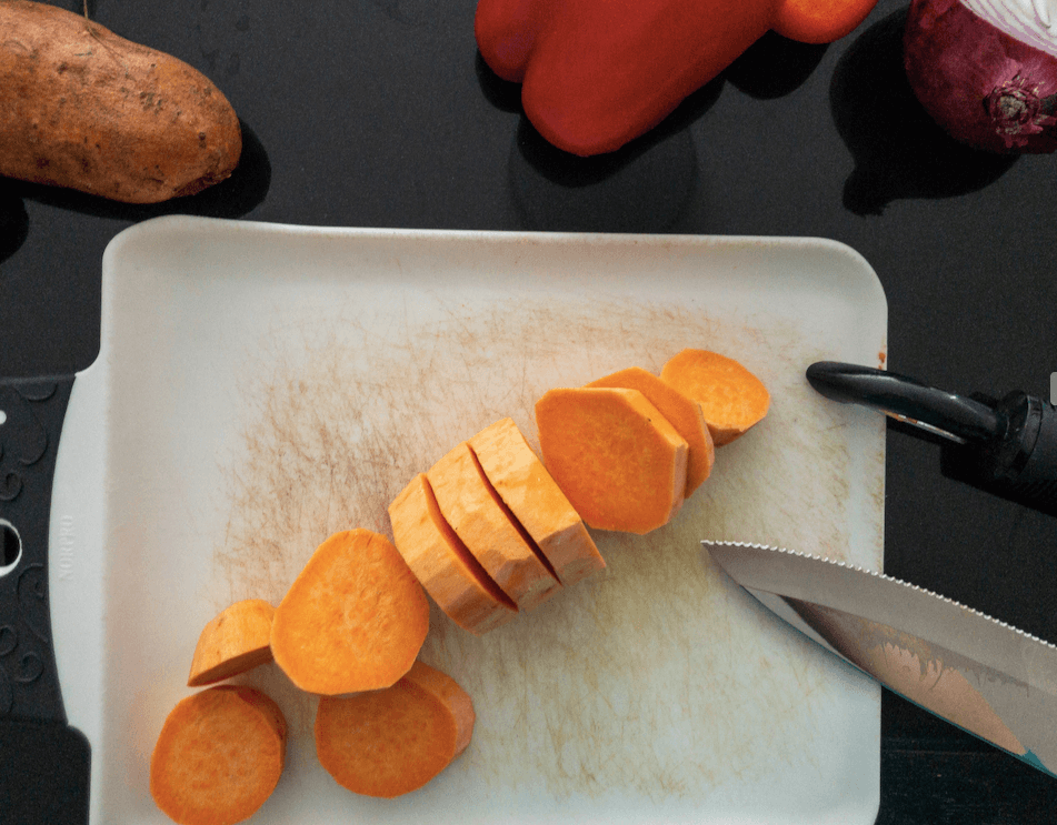 sliced sweet potato