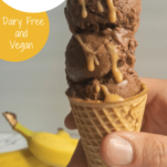 Chocolate Peanut Butter Nice cream in a cone- dairy free ice cream