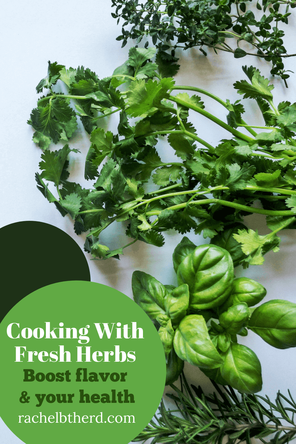 Cooking with fresh herbs to boost flavor and health: basil, cilantro, rosemary, thyme, dill and much more