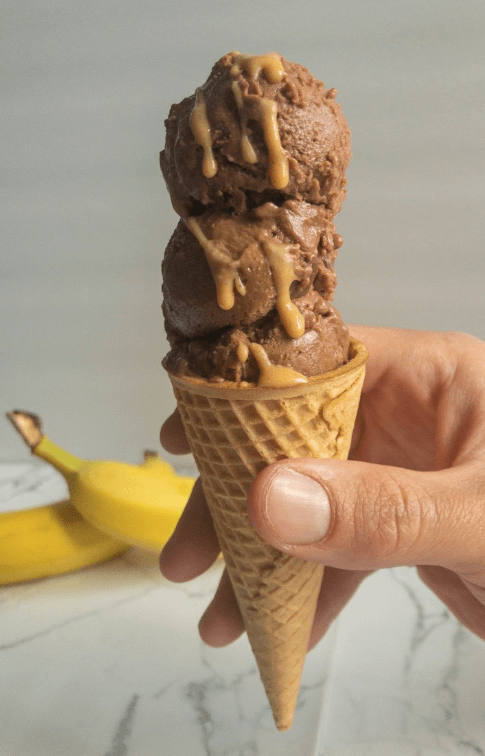 cone with chocolate peanut butter nice cream