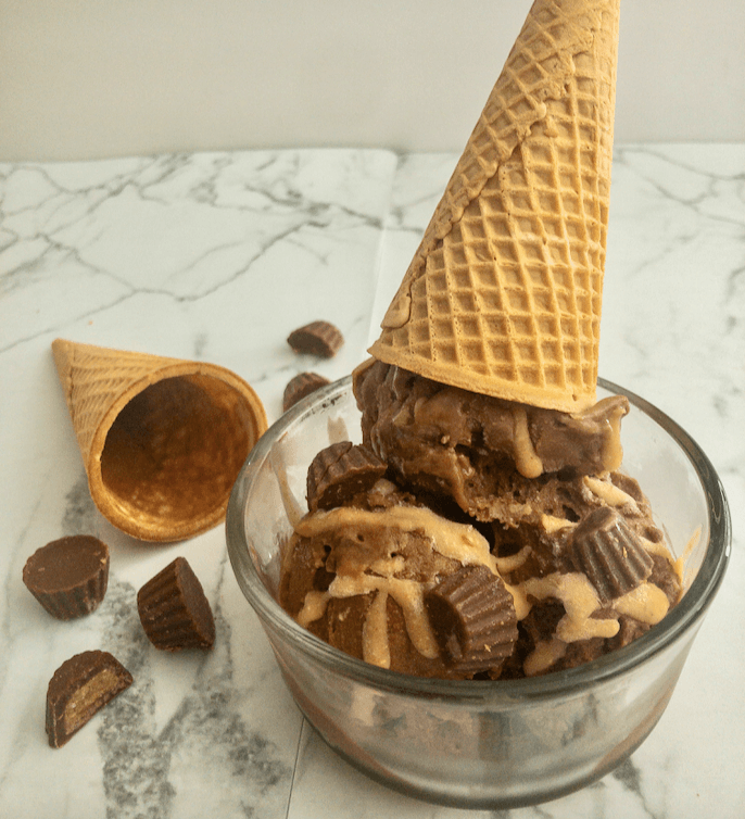 nice cream in a bowl with a cone