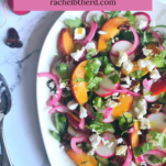 Plated nectarine salad with arugula & goat cheese