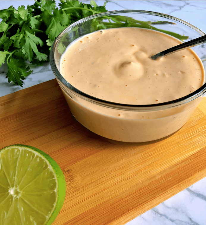 side view of healthy chipotle aioli