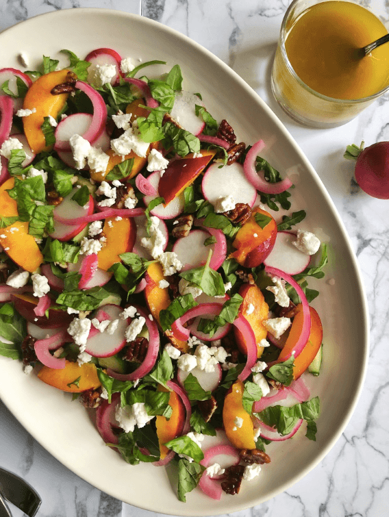 salad with homemade vinaigrette on the side