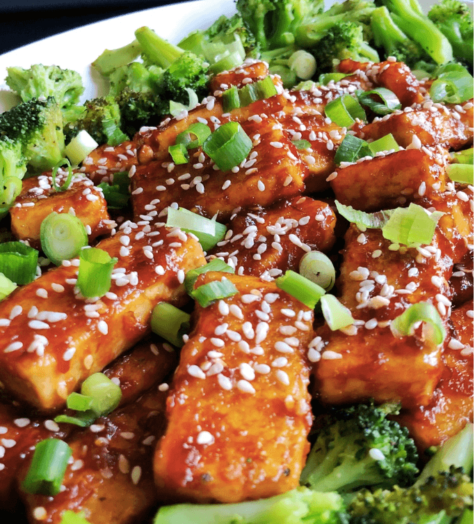 sesame tofu with broccoli