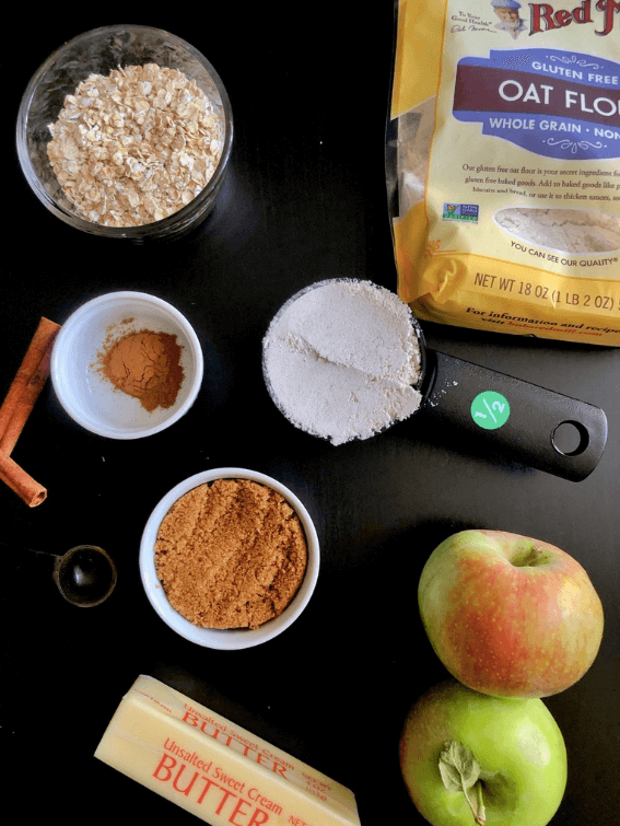ingredients to make an apple crumb