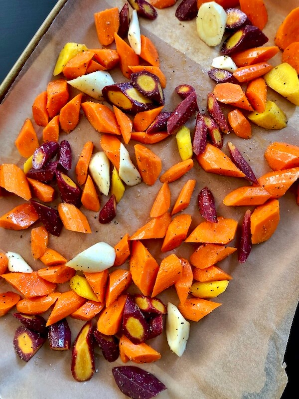 rainbow carrots sliced diagonally