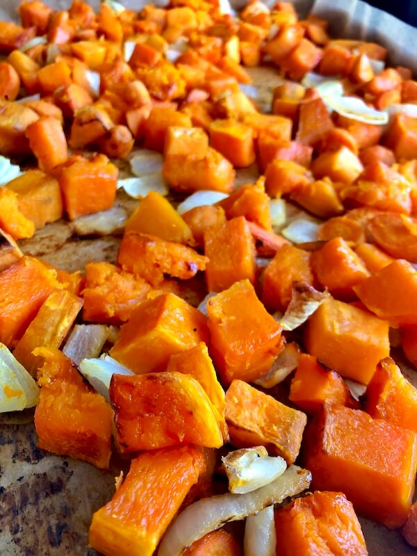 Roasted butternut squash, onions, carrots and sweet potatoes