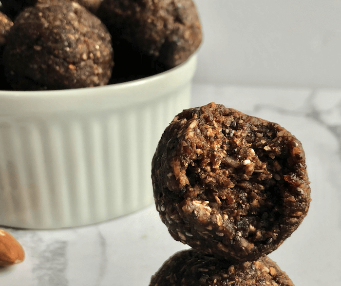 close up of gingerbread energy balls