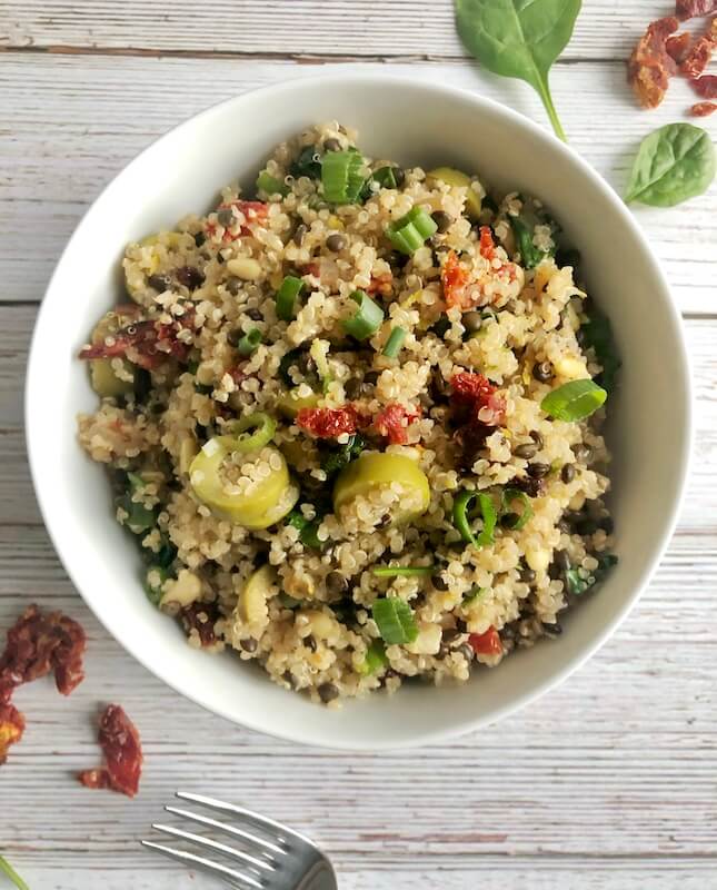 bowl of mediterranean vegetarian salad