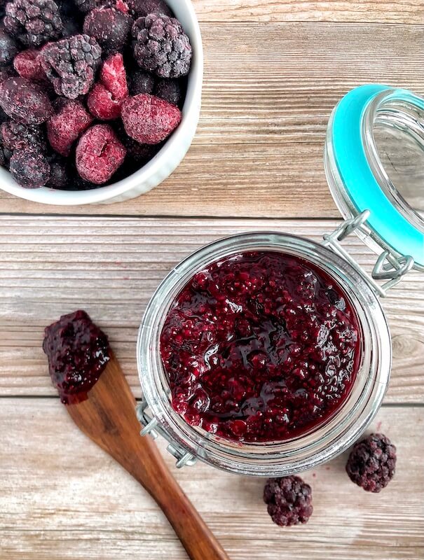 Berry Jam in a mason jar