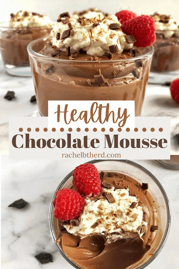 Healthy Chocolate mousse with whipped cream and fresh berries
