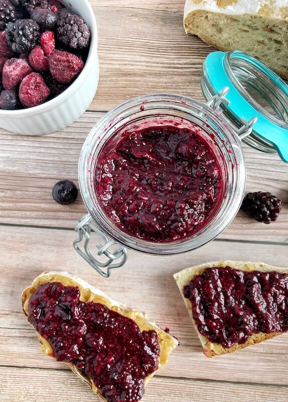 sourdough bread with homemade berry jam