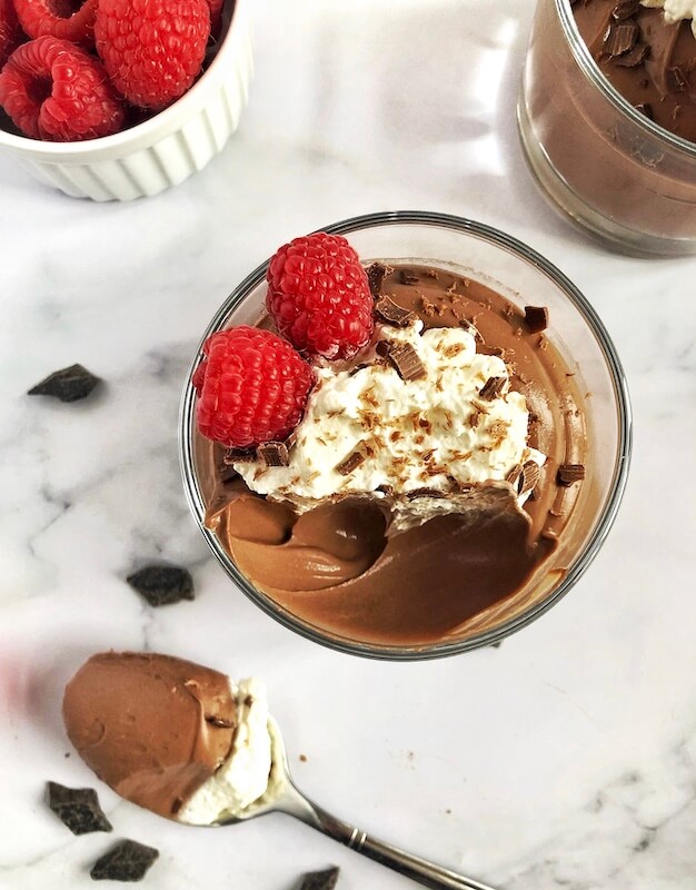 spoonful of healthy chocolate pudding dessert