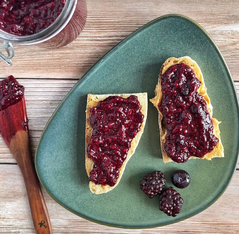 toast with peanut butter and homemade jam