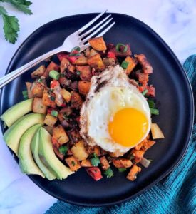 Roasted Breakfast Potatoes with a fried egg