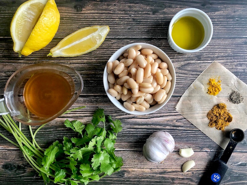 ingredients to make bean dip with white beans