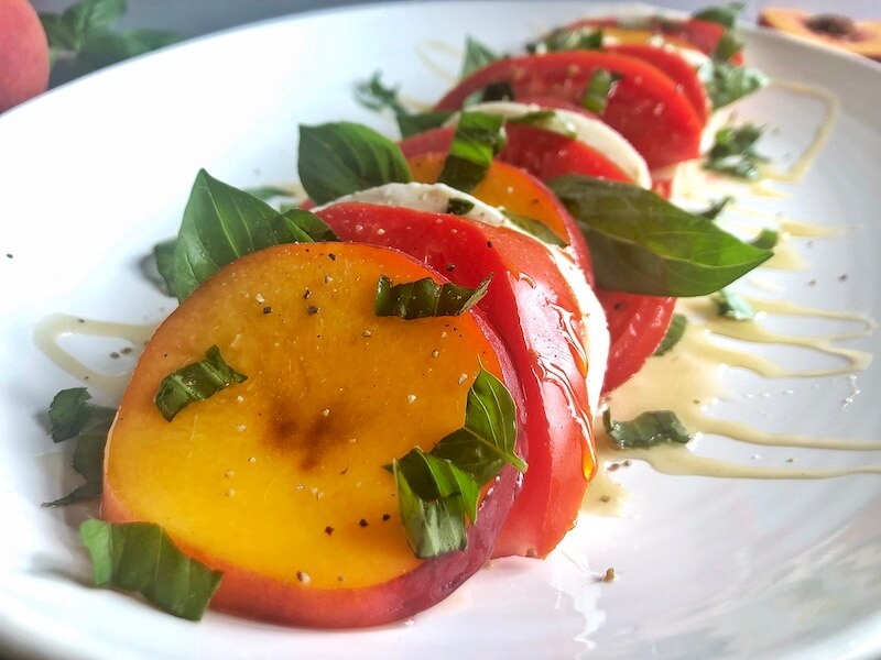 Peach, tomato, mozzarella salad