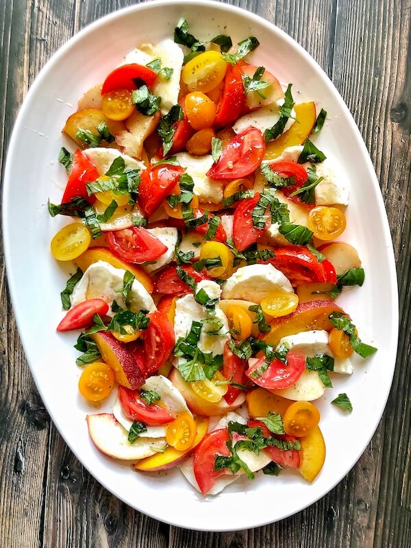 tomato wedge and peach wedge salad