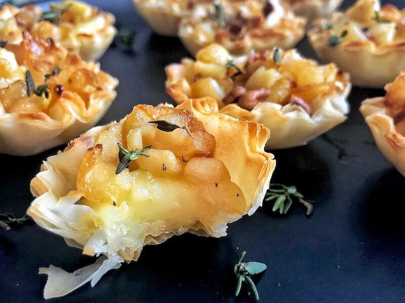 up close baked brie phyllo cups