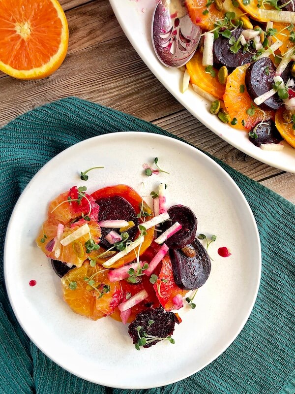citrus salad with roasted beets, and jicama