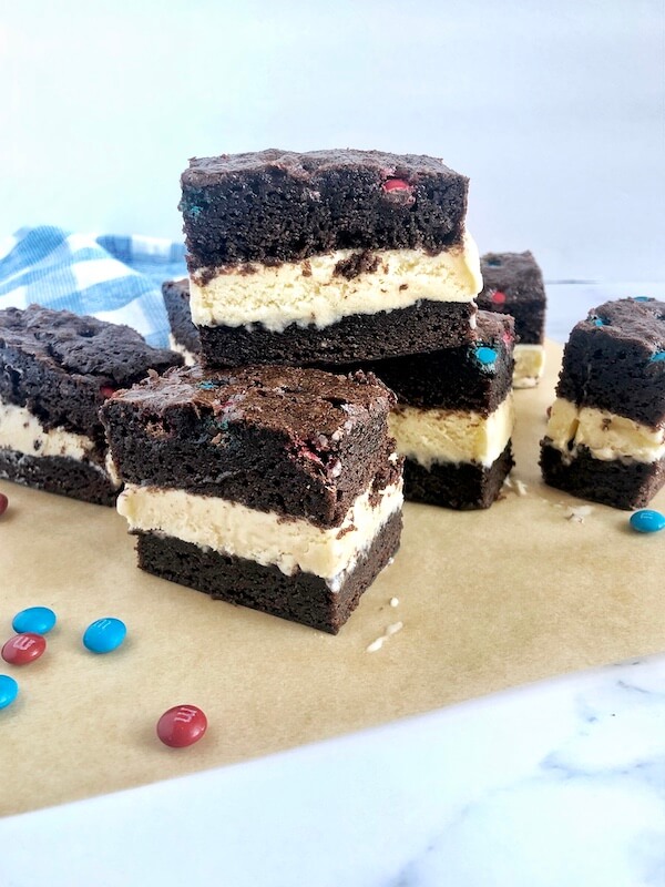 ice cream sandwiched in brownies