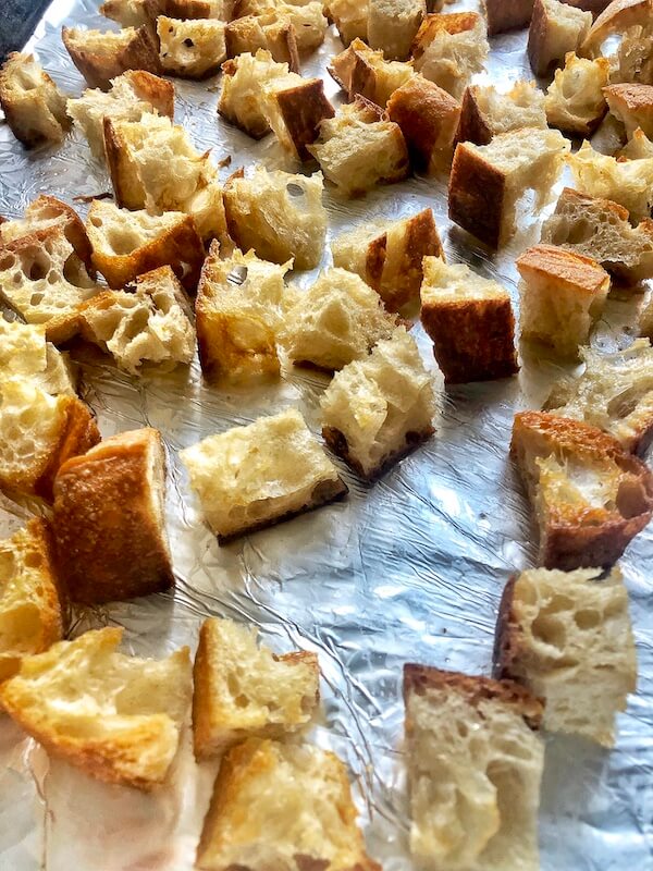 toasting ciabatta bread in the oven