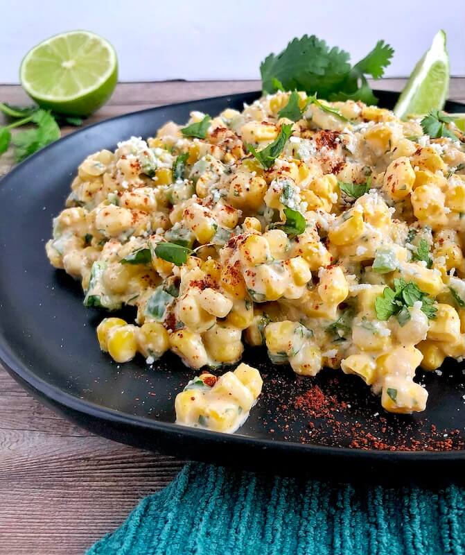up close corn salad with Mexican spices
