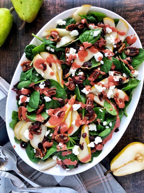 Pear Salad with homemade Beet dressing